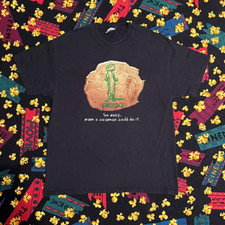 VTG Geico Gecko Caveman Painting Funny Black Graphic Tee Shirt / Size XL