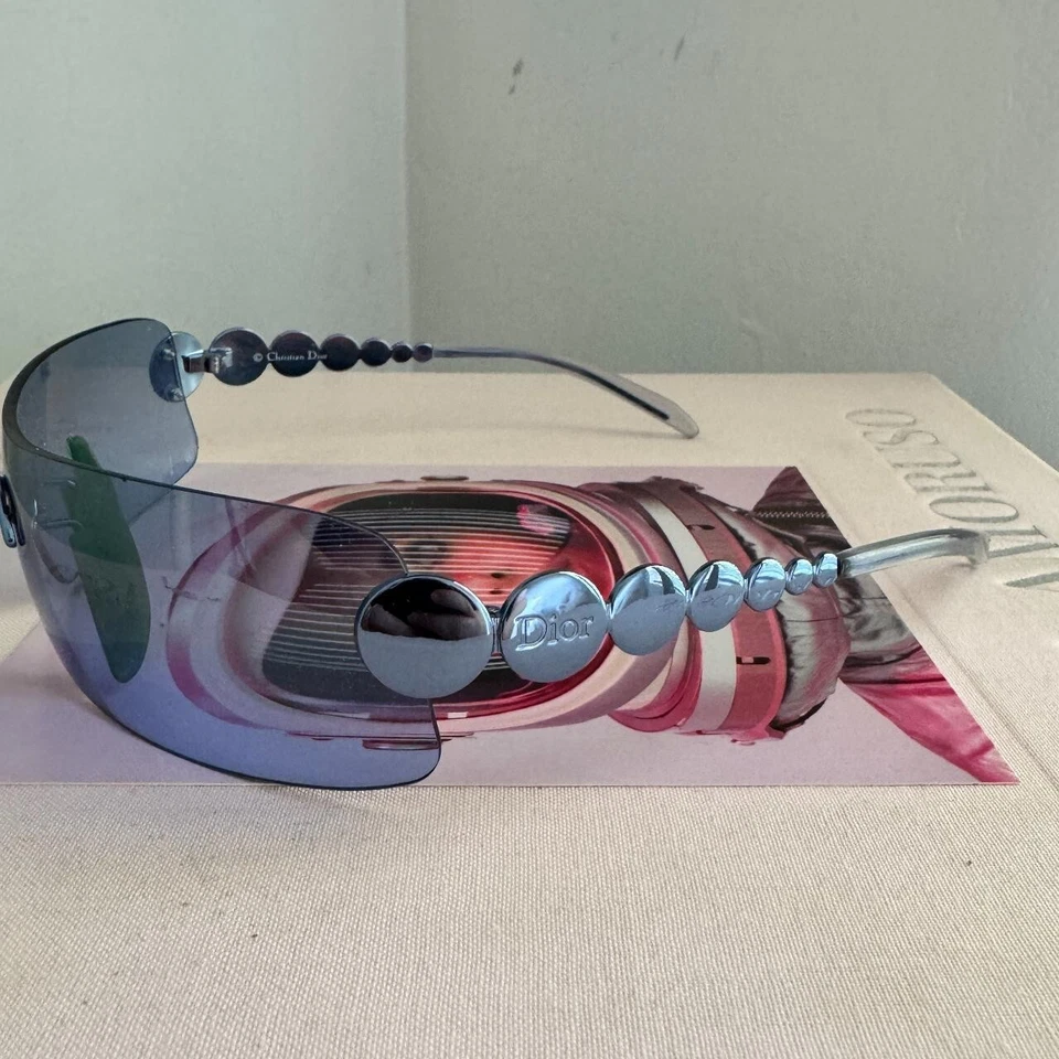 Gafas de sol vintage Christian Dior Galliano Blue Shield