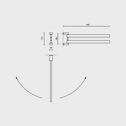 Zack Linea Polished Stainless Steel 44.5cm Swivelling Towel Holder 40025 - Picture 3 of 4