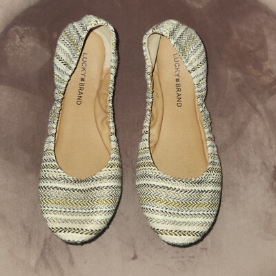 NEW Lucky Brand Emmi Ballet Flat Shoes Size 7.5 M Knit Top NWT Earthtones