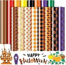 AnyDesign 16 Sheet Fall & Halloween Heat Transfer Vinyl Colorful Adhesive Craft
