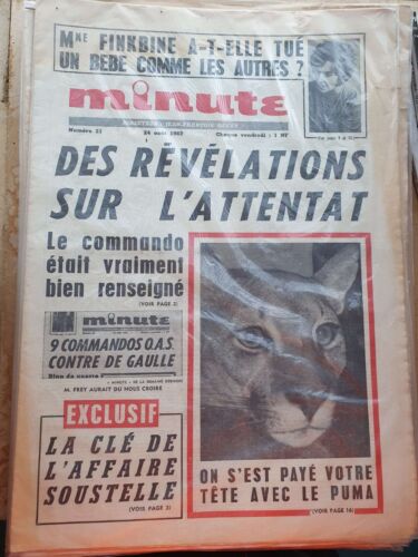 MINUTE 21 - 24 août 1962 - DES REVELATIONS SUR L'ATTENTAT - AFFAIRE SOUSTELLE - Photo 1/1