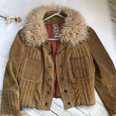 Vintage VANY Arcelus New York Suede Leather Coat Bratz Snap Womens