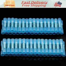 US Heat Shrink Butt Wire Splice Connectors Waterproof Crimp Terminal Blue 100PCS