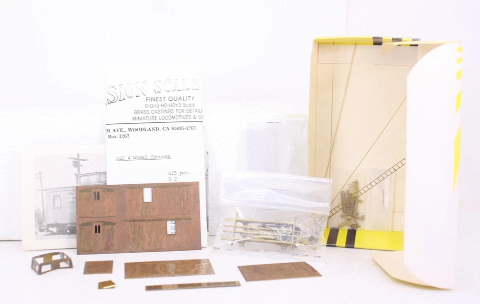 HOn3 Precision Scale Co. / Kemtron Brass C&S 4 Wheel Caboose Kit PK-68 - Image 3 of 4
