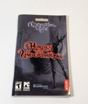 Neverwinter Nights Hordes of the Underdark Game MANUAL ONLY PC 2003 Atari