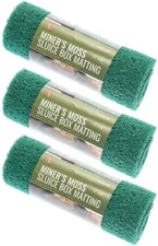 3 PACK GREEN MINER'S MOSS 12X36x10mm Sluice Box Matting, Gold Panning