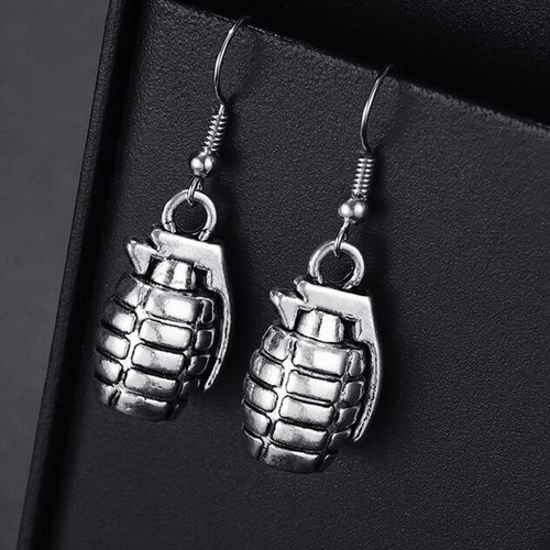 HAND GRENADE EARRINGS 0.8" Charm Novelty Weapon Jewelry Bomb Drop Dangle NEW - Picture 3 of 4
