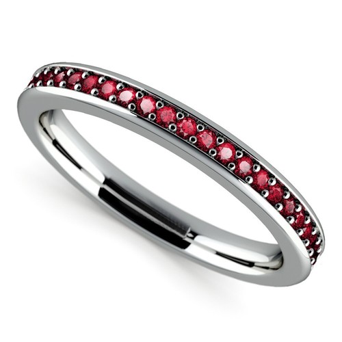 0.62 Ct Round Cut Natural Ruby Natural Diamond Ring Wedding 14K White Gold 6 7