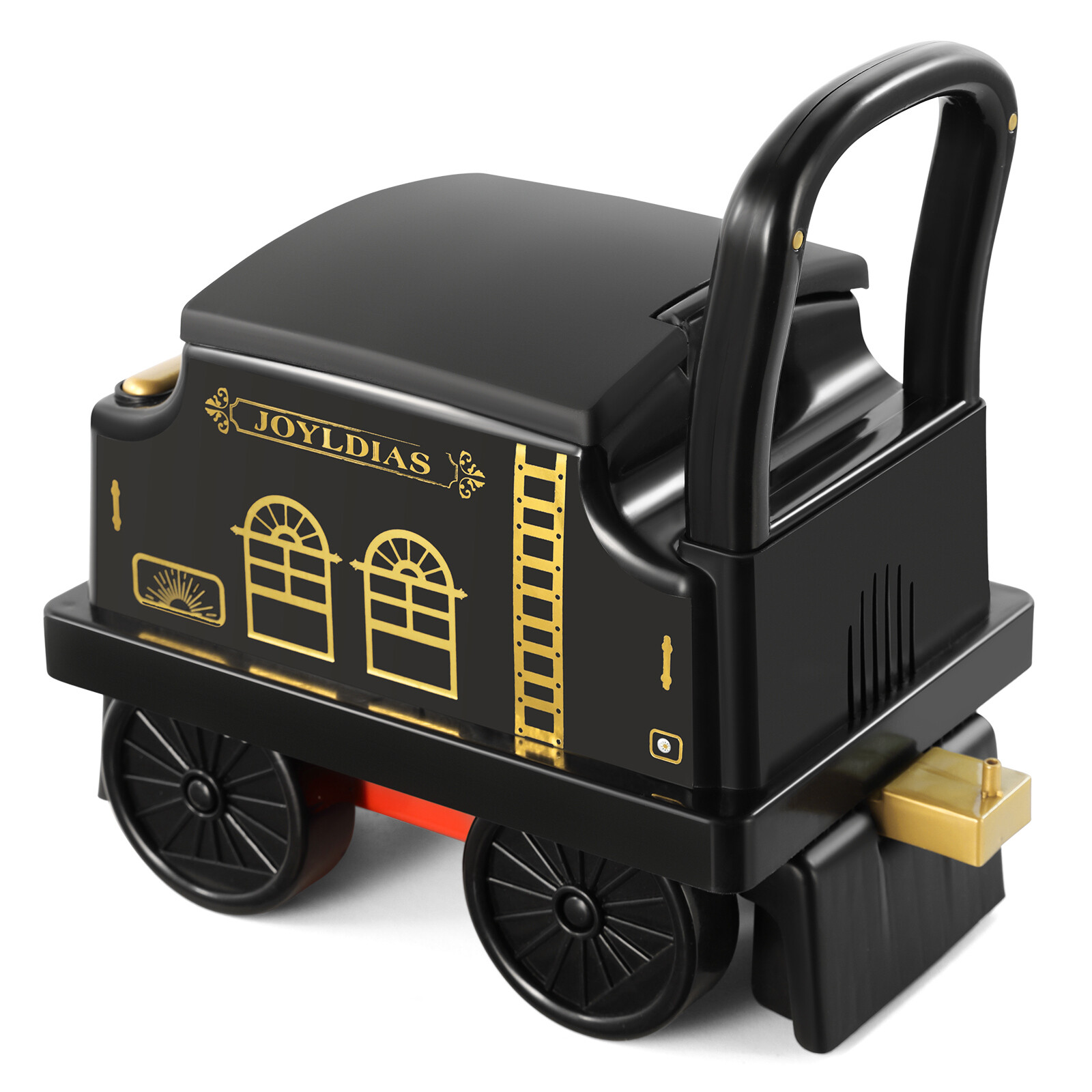 JOYLDIAS Black/Blue 6V Electric Ride On Train for 1-3years Kids w/Storage,Lights