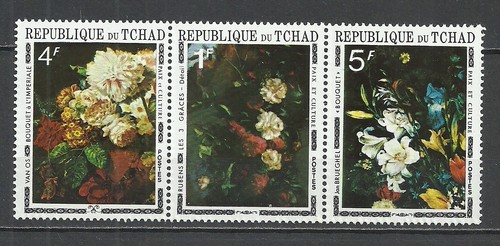 Chad 1972 Art, Paintings, Flowers Full Set MNH