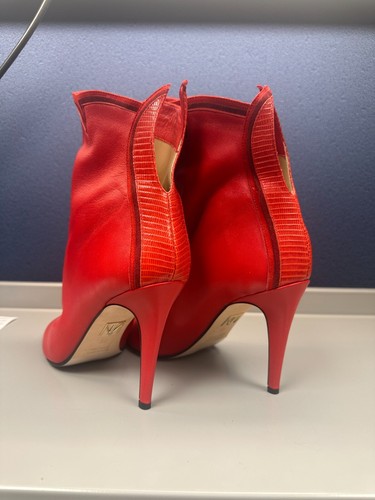 Tamara Melon Red Leather Boots 3.5' heel - Picture 3 of 8