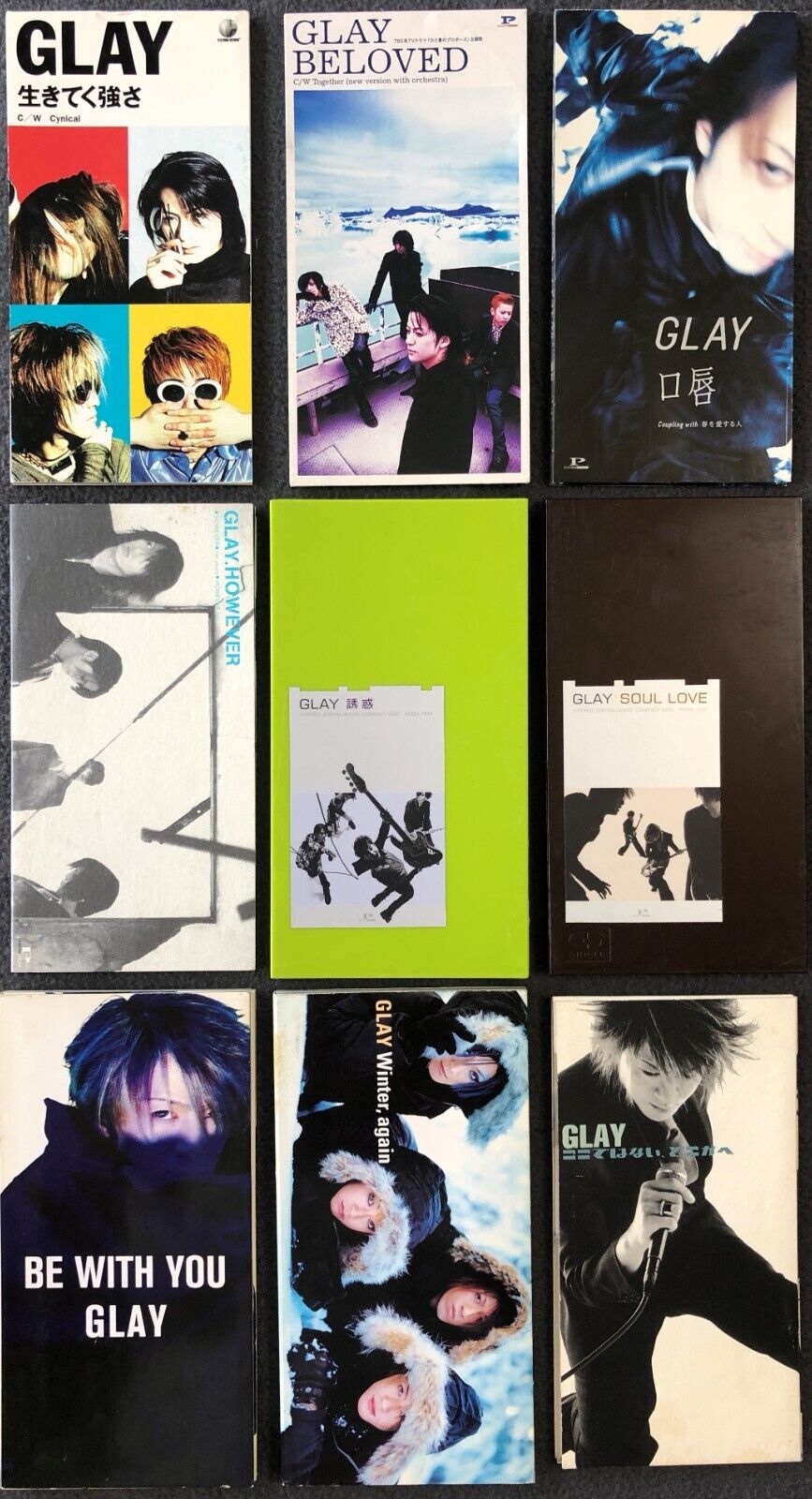 9x 3” CD Singles GLAY 生きてく強さ Beloved 口唇 However 誘惑 Soul Love Be With You +2 More