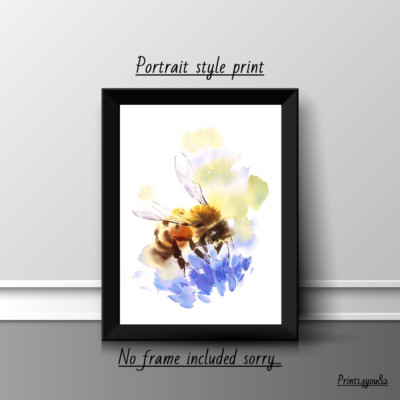 BUMBLE BEE FLOWERS A4 PRINT PICTURE POSTER  WALLART HOME DECOR UNFRAMED NEW GIFT