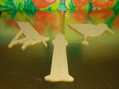 MDF Holz Figuren Maritim Leuchtturm Sonnenliege Möve, Basteln Malen Deko - Bild 3 von 4