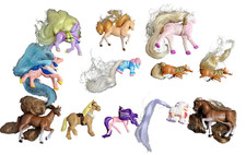 Plastic Toy Horses Brushable Hair Brown Pink Purple Blue Unbranded Lot Of 12