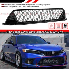 FOR 2022-2024 HONDA CIVIC TYPE-R FL5 STYLE GLOSS BLACK FRONT LOWER GRILLE GRILL
