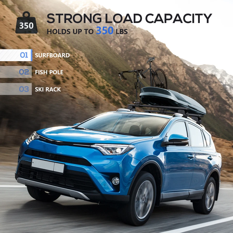 300lbs Lockable &Adjustable Rack Roof Rack Cross Bars For Toyota RAV4 2013-2018 - Image 4 of 4