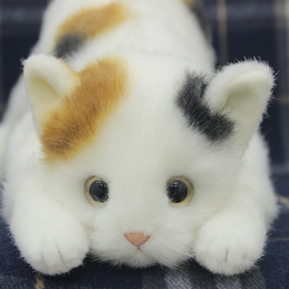 DOUSIN, Made in Japan, Realistic cat stuffed toy, Calico, open-eyes 22.8 in