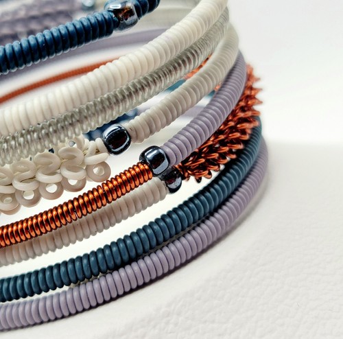 Buntes Draht Wickel Gummi Kupfer Armband Südafrika Handwerk Handarbeit - Bild 7 von 8