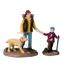 Lemax Vail Village Accessory Hiking Buddies Father & Son with Dog S/2 42311