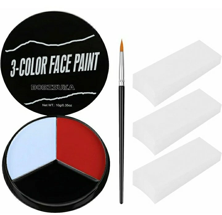 Kit de pintura facial al óleo BOBISUKA 3 colores maquillaje profesional deportes rojo/blanco/gris Foto 2 de 4