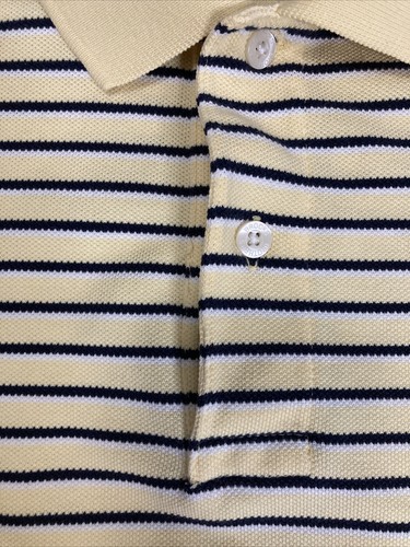 Brooks Brothers 346 Men's Shirt Short Sleeve SZ L Polo Yellow Black/White Stripe - Picture 4 of 13