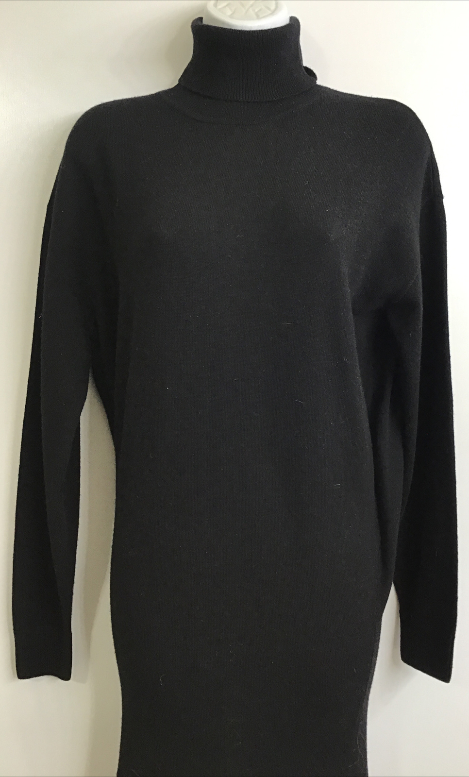 Abito lungo Saint Laurent girocollo in maglia nero cashmere taglia S