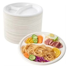 3 Compartment Bagasse Plates 10 Inch Strong Section Food Plates