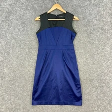The Mod House Womens Dress Size L Large Blue Black Sleeveless A-Line 31031