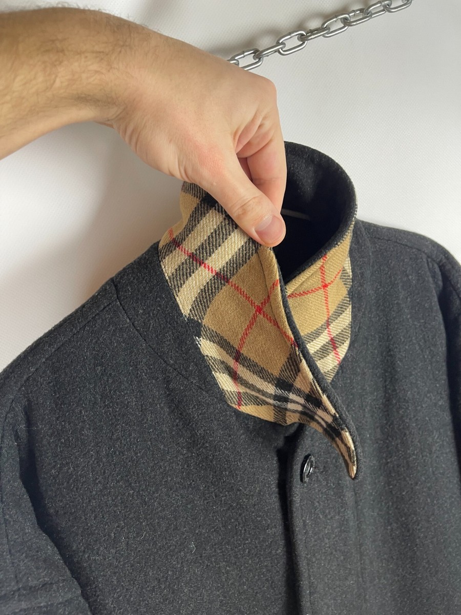 Burberry London wool nova check vintage dark grey coat | eBay Burberry London wool nova check vintage dark grey coat | eBay