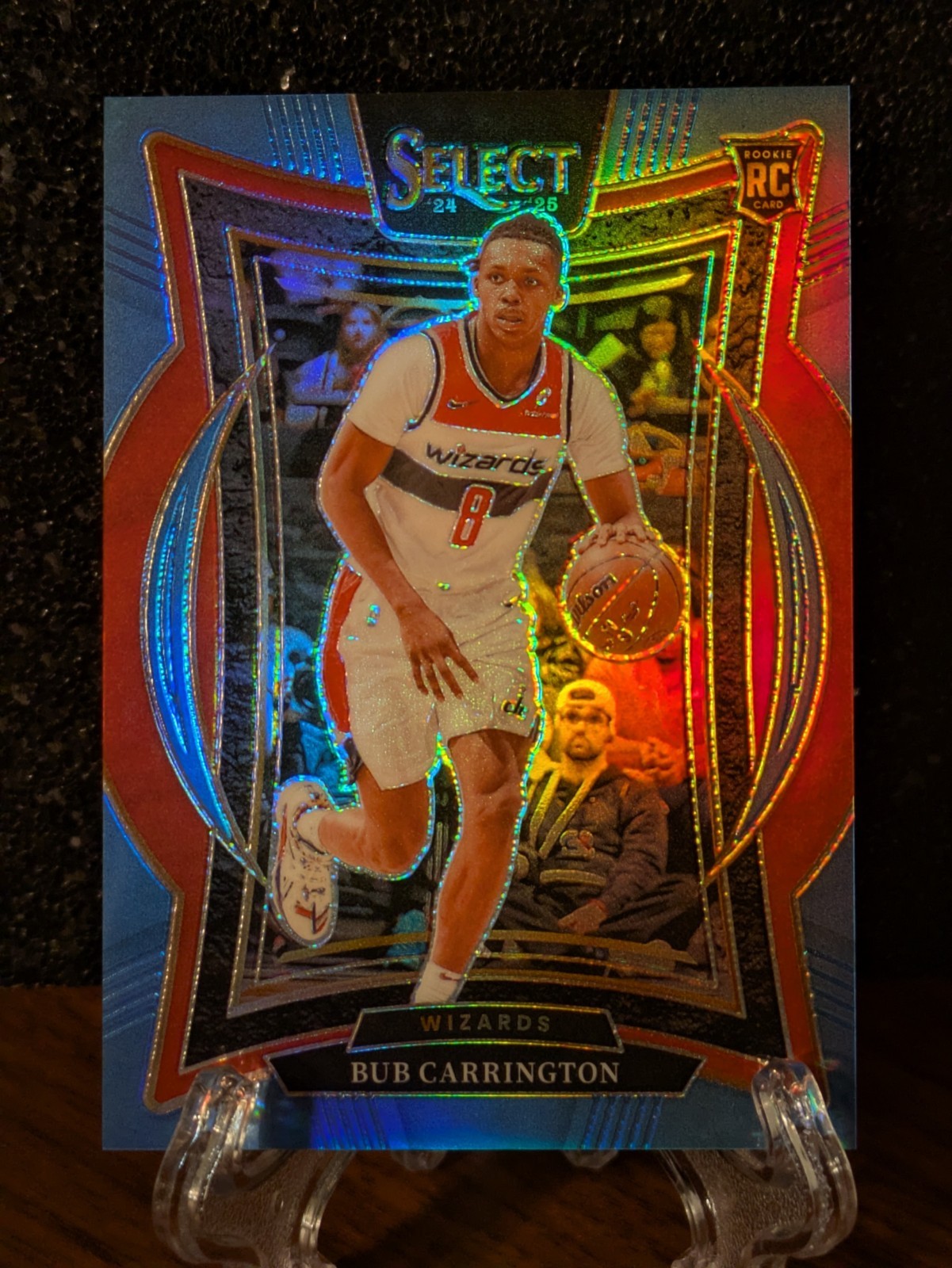 2024-25 Panini Select #81 Bub Carrington RC Light Blue Prizm #233/299 Wizards