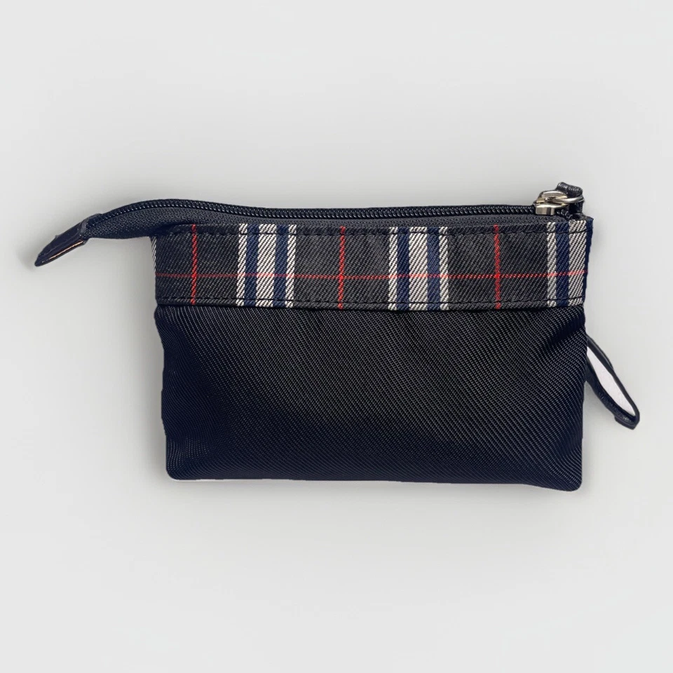 Harrods Of London Wristlet Black Bag With Plaid Trim 6.5” X 5” Clutch Purse Bag - Image 2 of 4