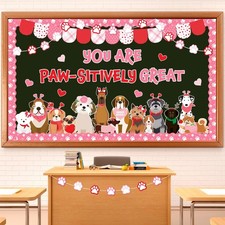 73Pcs Valentine's Day Pet Dog Bulletin Board Decoration Set Cute Puppy Heart The