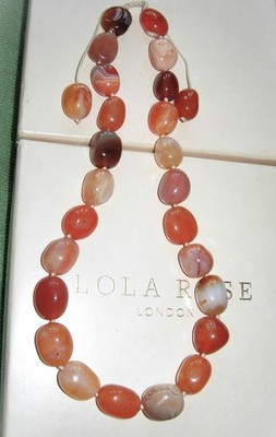 LOLA ROSE *ERSTAUNLICH* ORANGE KARNEOL GROBE VERSTELLBARE HALSKETTE 18''-24'' NEU QVC