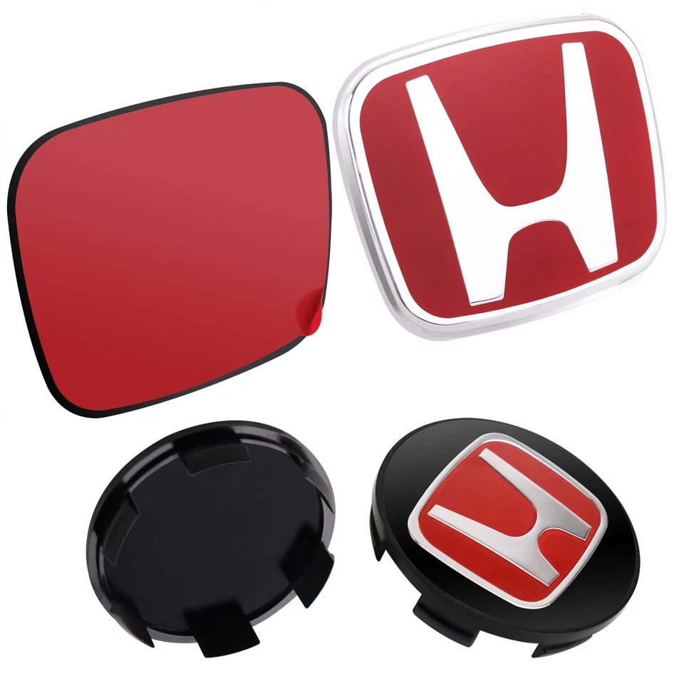 1Set Red H Emblem Front Rear Wheel Badge Fit For Honda CIVIC Sedan 2016-2021 Foto 2 de 4