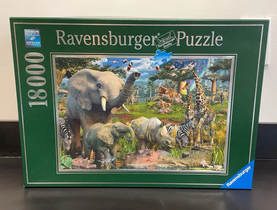 RAVENSBURGER AT THE WATERHOLE 18000 PIECE JIGSAW PUZZLE: NEW AND FACTORY SEALED - Image 2 of 4