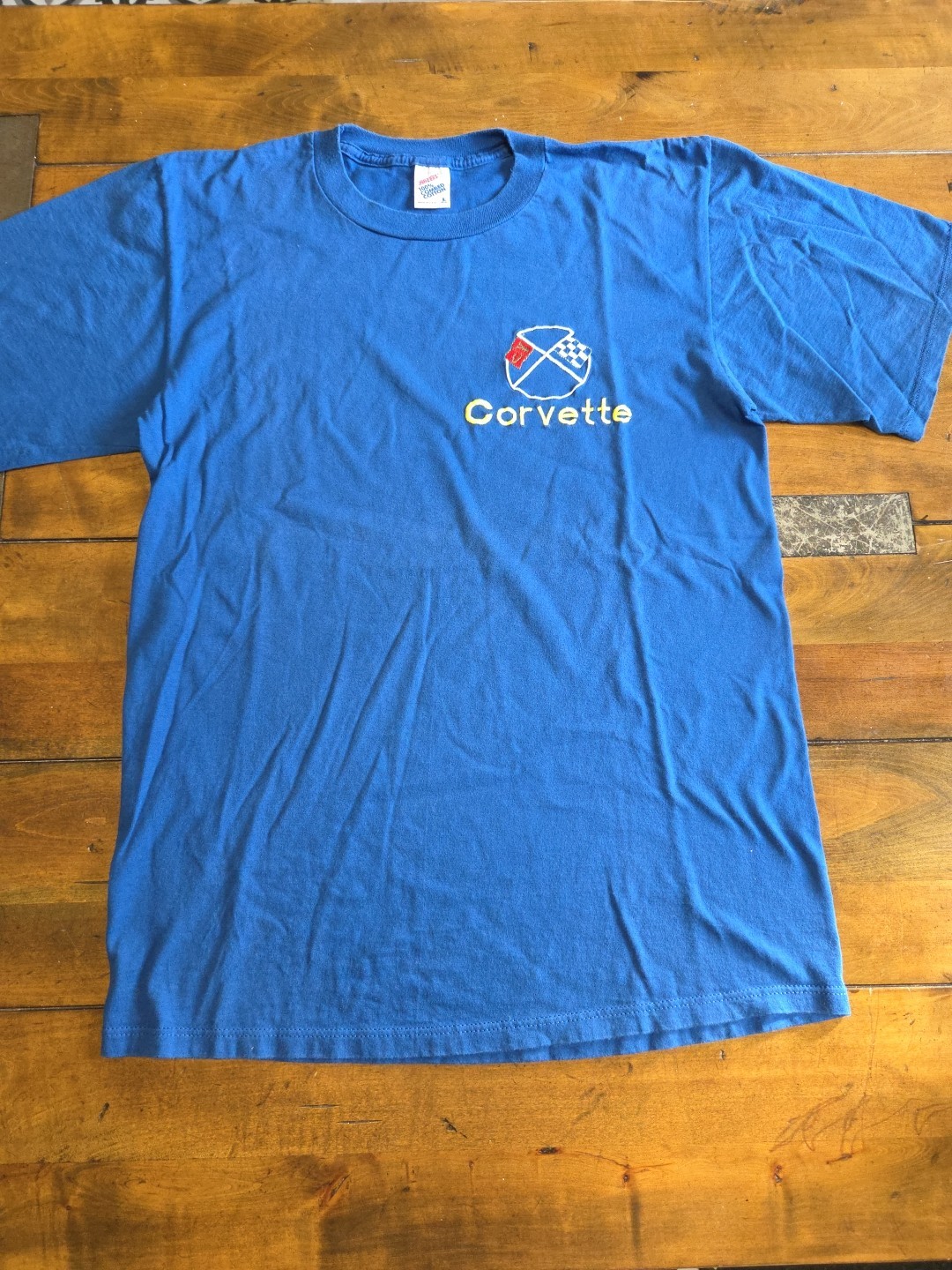 Vtg 80s Chevy Corvette Embroidered T  L Jerzees Combed Cotton Made In USA C4