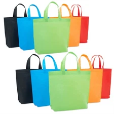10 Pack Non Woven Bags for Grocery Shopping, 5 Colors, 15 x 12.5 In