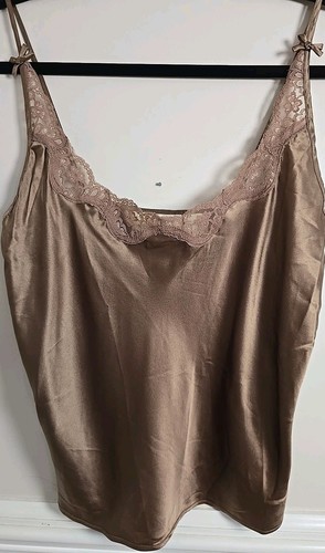 Vintage Victoria Secret Women’s Small 100% silk top Cami Rich Coffee Beige