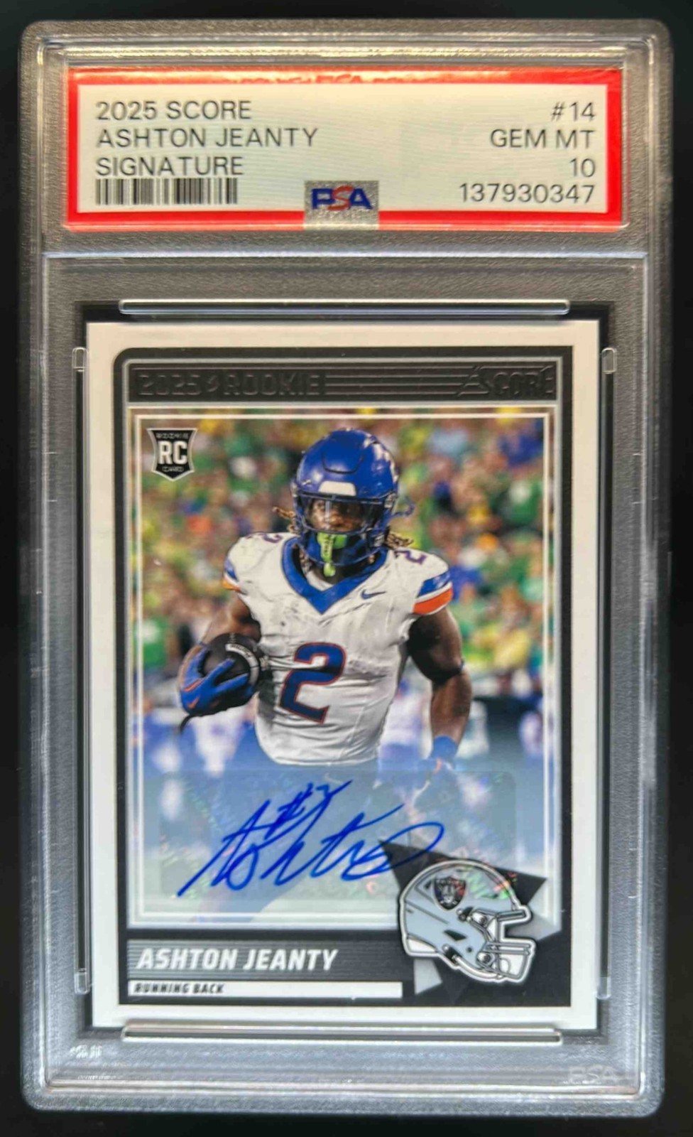 Ashton Jeanty Panini Score #14 Rookie-Signature-Green