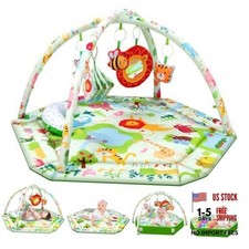 Baby Play Mat  Tummy Time Mat with 6 Detachable Toys  Activity Gym  Visual