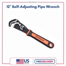 12 in Self-Adjusting Straight Pipe Wrench with Comfortable Grip