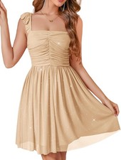 Sparkly Cocktail Dresses Ruffle Strap Party 80s Prom Short Formal Evening Dress