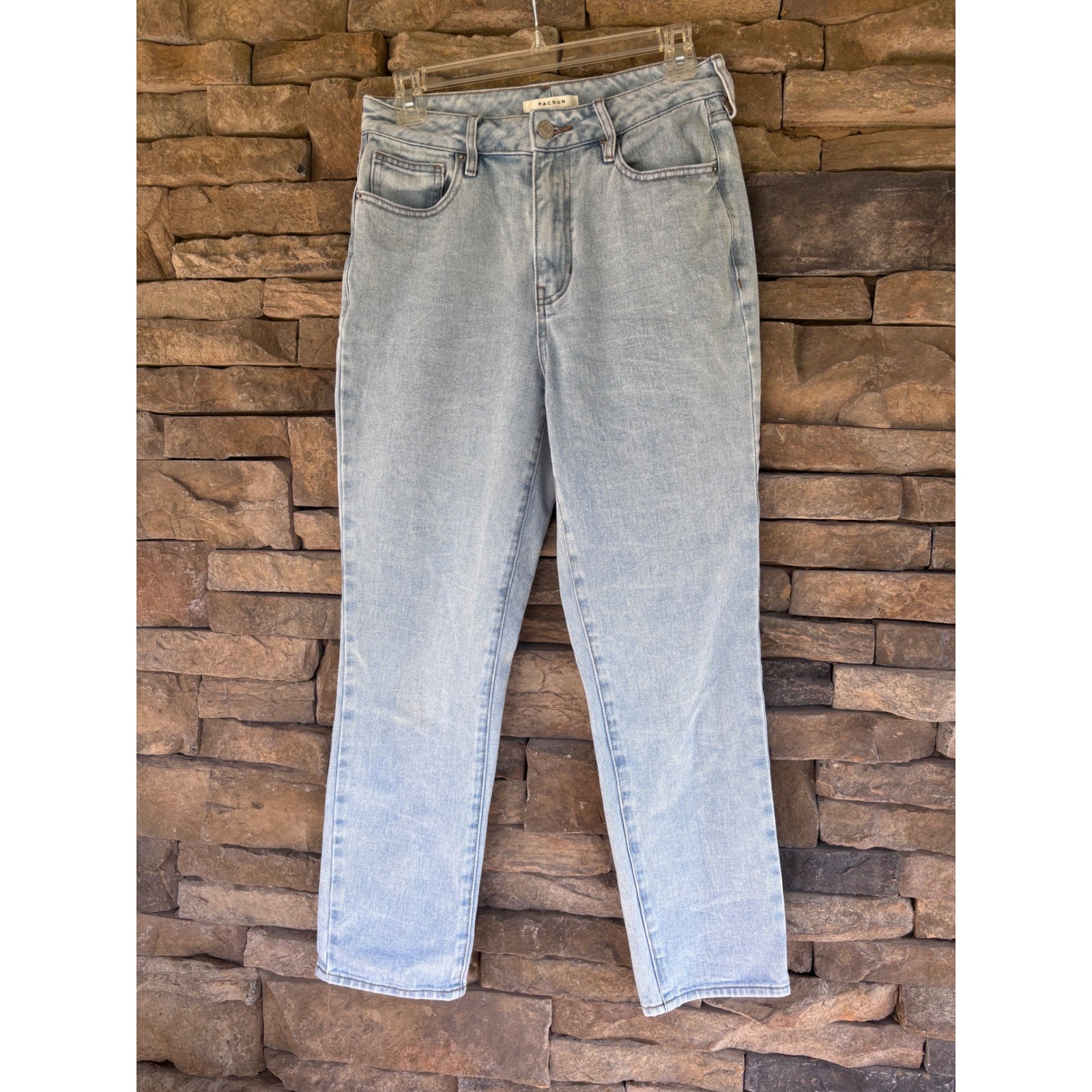Pacsun Mom Jeans High Waisted Light Wash Denim Straight Leg Womens Size 26-image