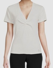 Calvin Klein Women's White Twisted V-Neck T-Shirt Top Size XL
