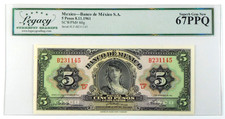 1961 Mexico 5 Pesos - Pick 60g - Legacy 67 Superb Gem New PPQ