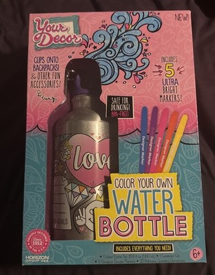 Just My Style Your Decor Color Your Own Water Bottle USA, DIY Craft Art