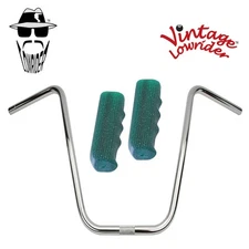 Original Lowrider 16" 22.2 D Handlebar Chrome Custom 120mm Grips Sparkle/Green
