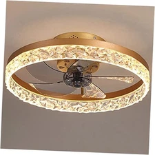  19.7" Ceiling Fan with Lights, Dimmable LED 6 Speeds Reversible Blades Gold